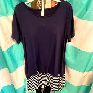 Mini dress with casual striped ruffle